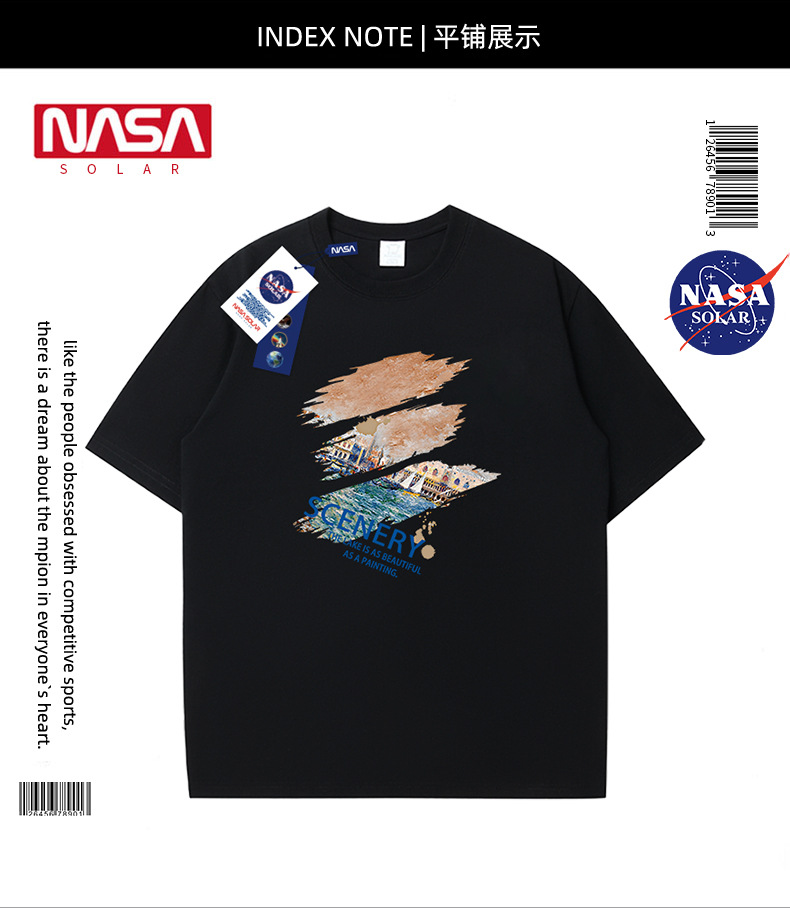 NASA 联名2025夏季新款时尚百搭字母印花T恤户外运动情侣短袖上衣详情8