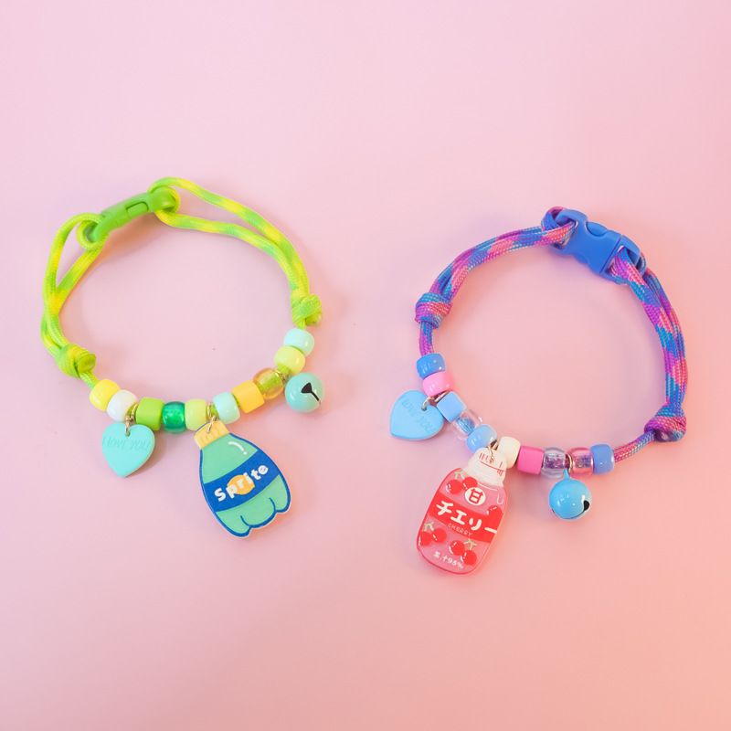 Cross-border Amazon pet cat and dog collars, color-blocking woven necklaces, adjustable heart-shaped smiling faces, bee cola pic 4