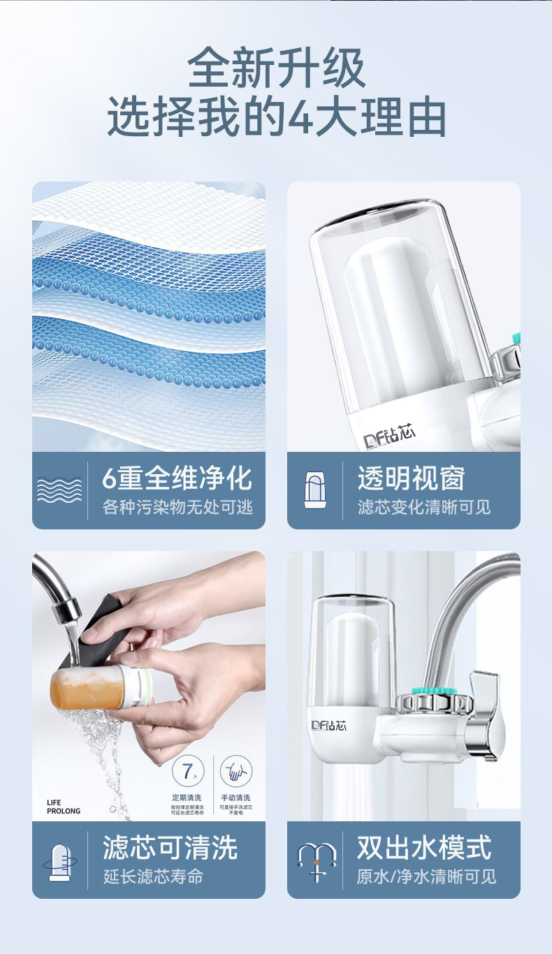 水龙头净水器滤水器厨房自来水过滤器可直饮单出水陶瓷滤芯批发详情19