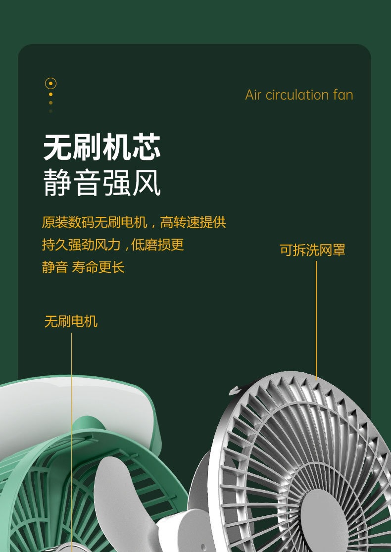 Cross-border Internet celebrity color marquee, desktop fan, USB charging table fan, home, dormitory and office air circulation fan pic 15