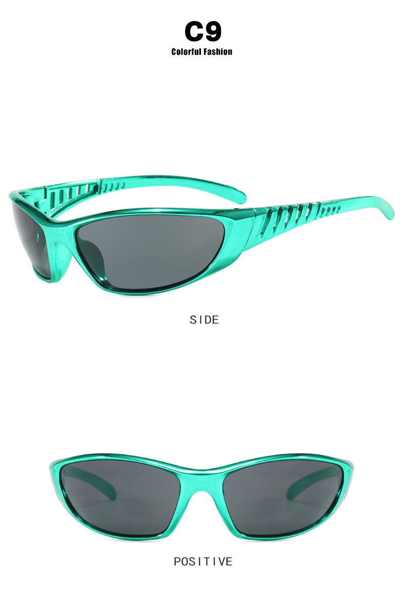 European and American futuristic tech sunglasses, Y2K millennium sunglasses, retro and high-end sunglasses for girls, street style for women pic 17