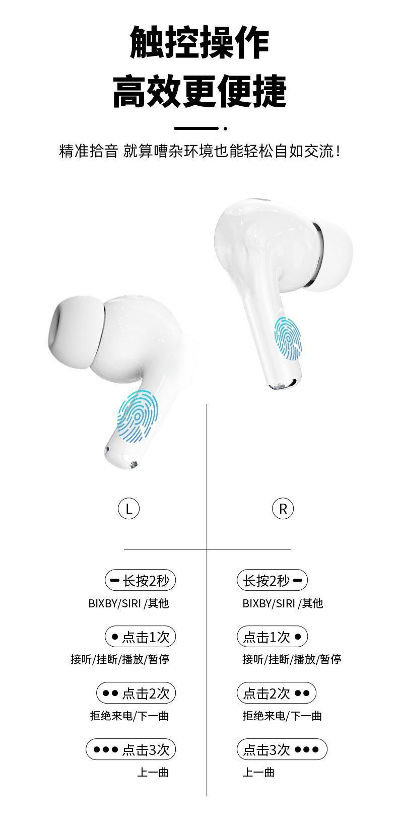 华强北爆款A9Pro蓝牙耳机跨境智慧彩屏触屏ANC降噪入耳式长续航跨详情6