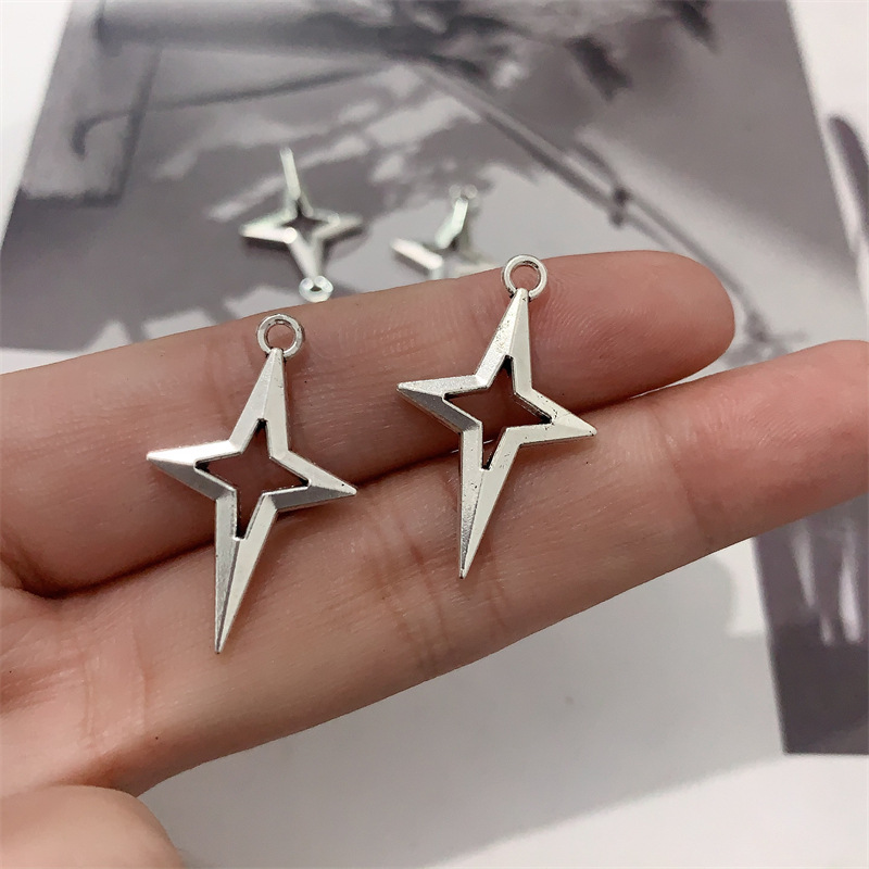 DIY 锌合金饰品配件星空系列镂空四角星挂件项链耳环手链串珠吊坠详情6