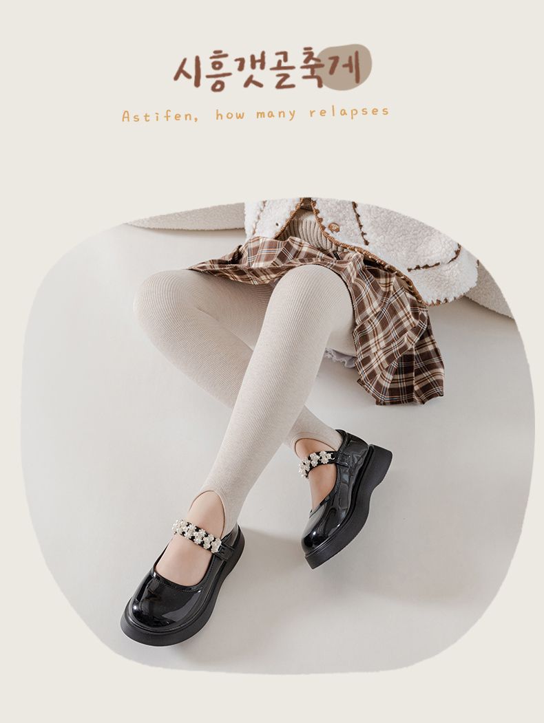 女童打底裤秋冬加绒加厚儿童保暖裤 竖条纹一体绒九分连裤袜批发详情20