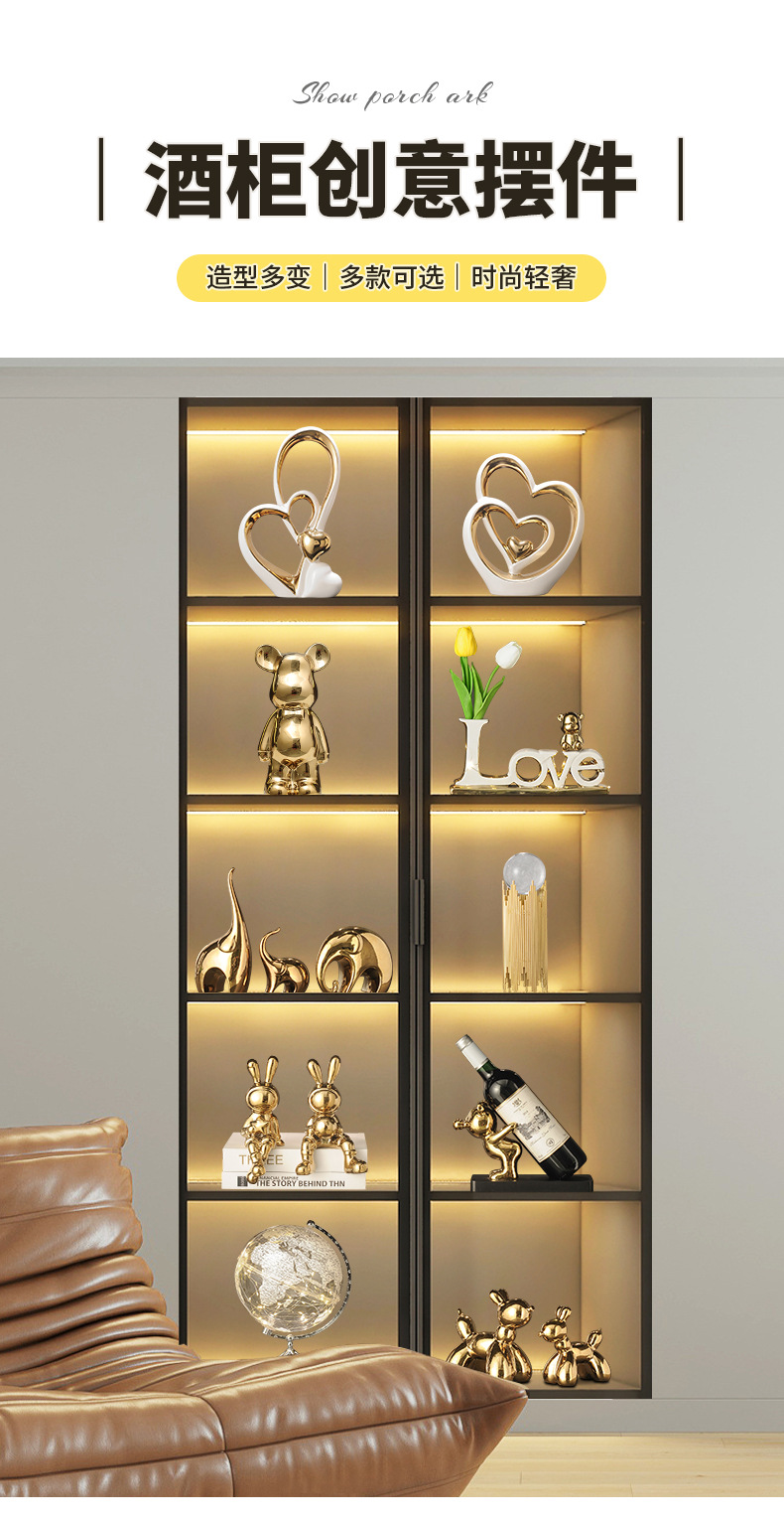 创意网红兔子摆件家居客厅玄关电视柜酒柜办公室装饰品样板间摆设详情1