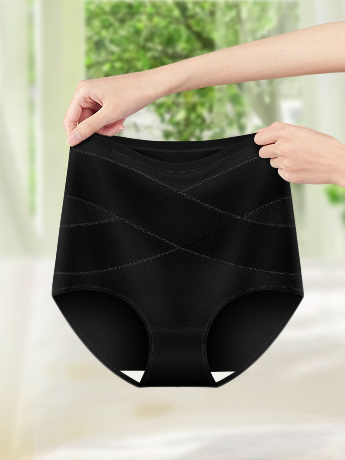 【海外仓代发】高腰收腹三角裤大码女士内裤胖MM透气Underwear详情8