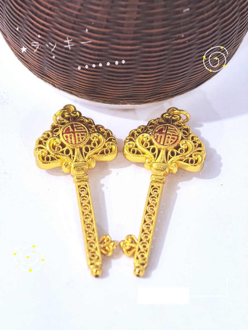 金店同款古法金葫芦钥匙吊坠百搭款纯铜饰品详情2