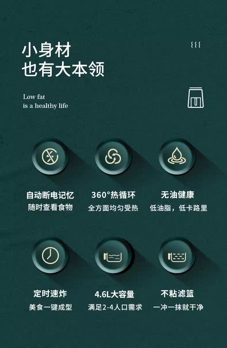 A new type of smart, multi-functional, low-oil and healthy home rotary knob electric oven for air fryers pic 6