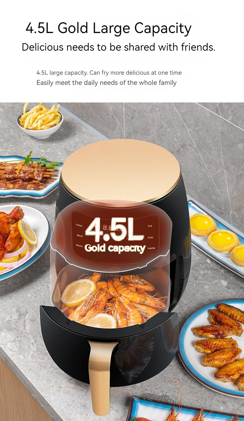 现货跨境6L智能触屏空气炸锅家用电炸一体锅110V空气炸锅炸鸡腿详情14