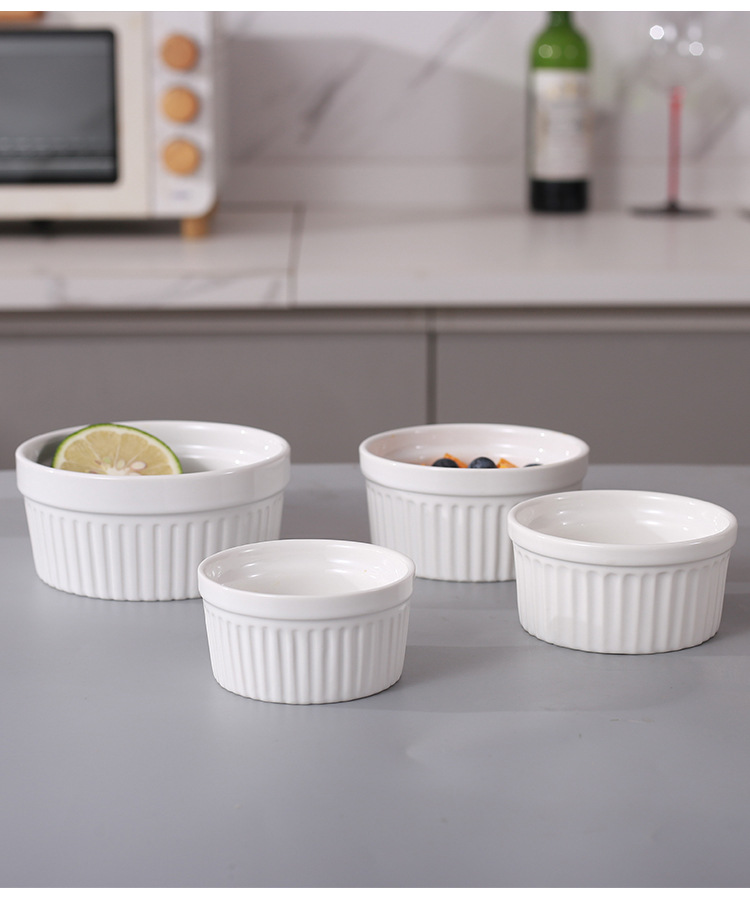 空气炸锅专用陶瓷舒芙蕾烤碗蒸蛋碗简约圆形白色家用布丁甜品碗详情20