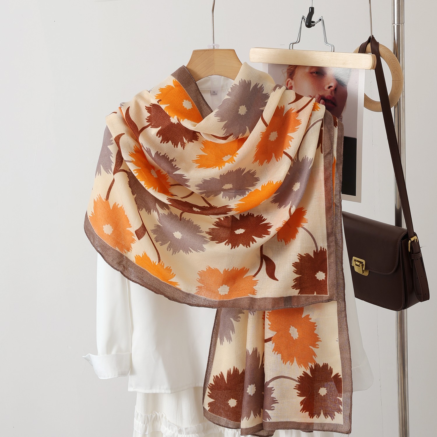 A color-blocked fashionable faux wool scarf, a thin and warm silk scarf, a large shawl, and a fashionable cape long scarf for women pic 9