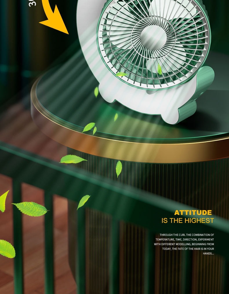 Cross-border Internet celebrity color marquee, desktop fan, USB charging table fan, home, dormitory and office air circulation fan pic 10