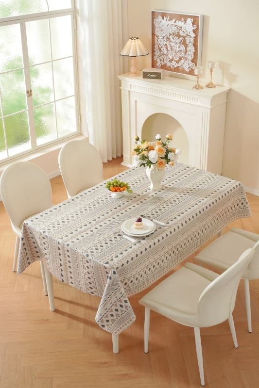 TPU faux linen printed rectangular tablecloth, no-wash, waterproof, oil-proof, heat-resistant, light luxury dining table and coffee table fabric home tablecloth pic 23
