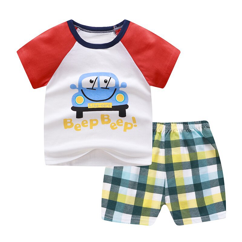 Wholesale of T-shirts for children aged 0-5, summer infants and toddlers, boys and girls, baby cotton short-sleeved shirts and shorts, baby half-sleeved shirts pic 2