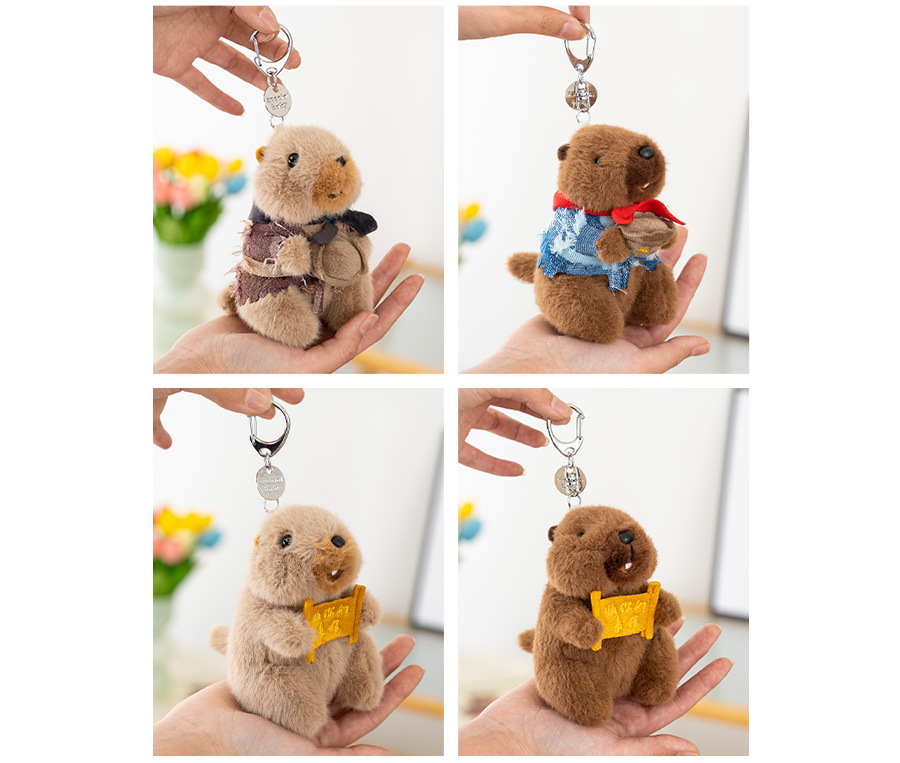 Officially authorized marmot plush keychain pendant, cute and fun functional schoolbag keychain small gift pic 4