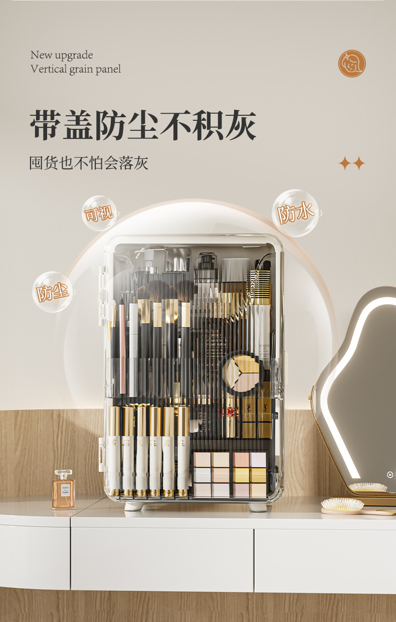 Caja de almacenamiento de productos de cuidado de la piel de lujo de gran capacidad caja de almacenamiento de sobremesa caja de lápiz labial caja de almacenamiento tocador caja de almacenamiento cosmético a prueba de polvo pic 8