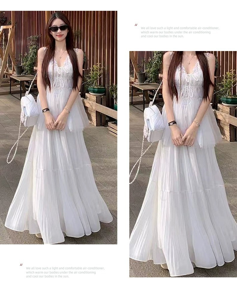 韩系雪纺半身裙女2025春夏季新款高腰a字蛋糕裙飘飘大摆中长裙子详情30