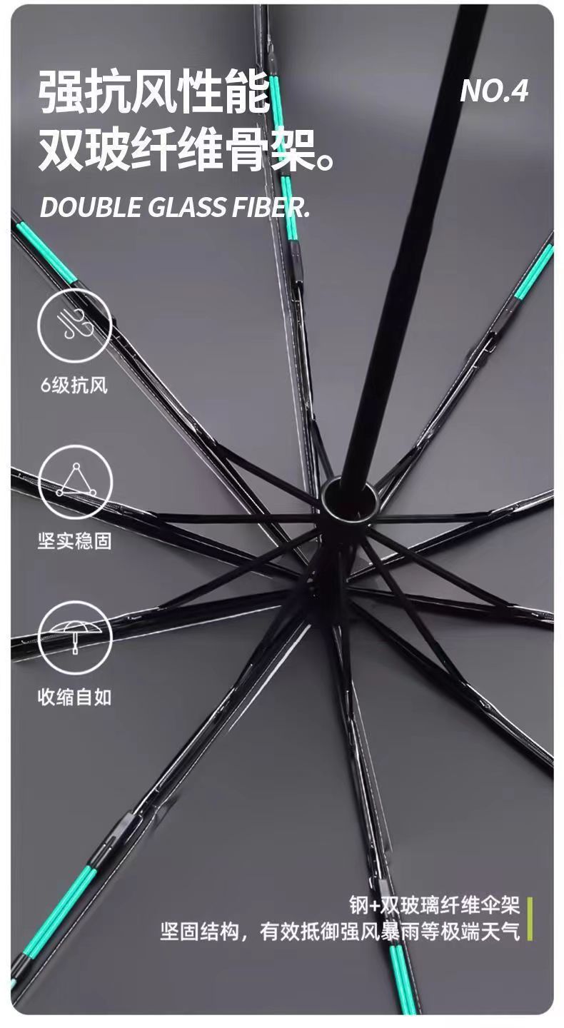 渐变色清新自动20骨加厚黑胶防晒遮阳防紫外线高级感晴雨两用伞详情9