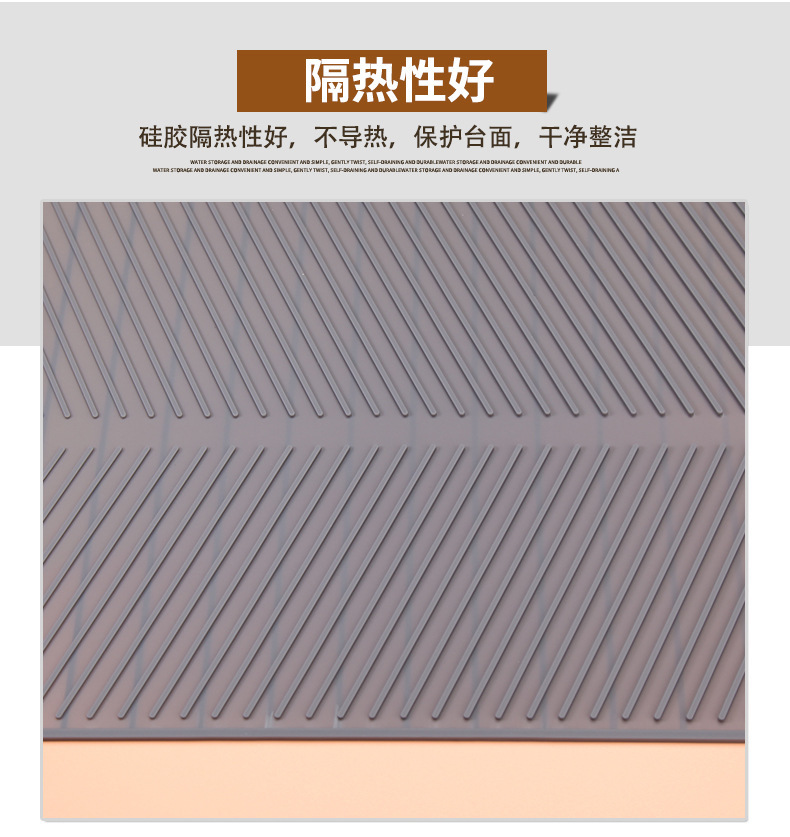 跨境现货热销吧台垫大中小号硅胶沥水垫碗碟杯子沥干垫斜纹隔热垫详情5