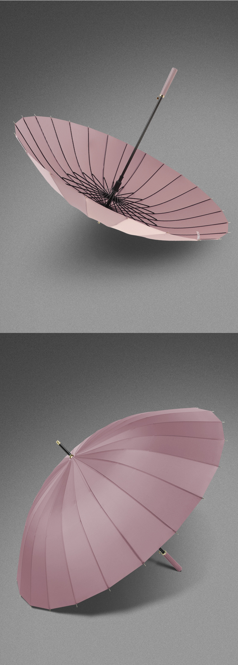 23-inch automatic long-handled umbrella, curved handle gift, straight pole umbrella, 24-bone golf advertising umbrella, custom printed logo pic 35