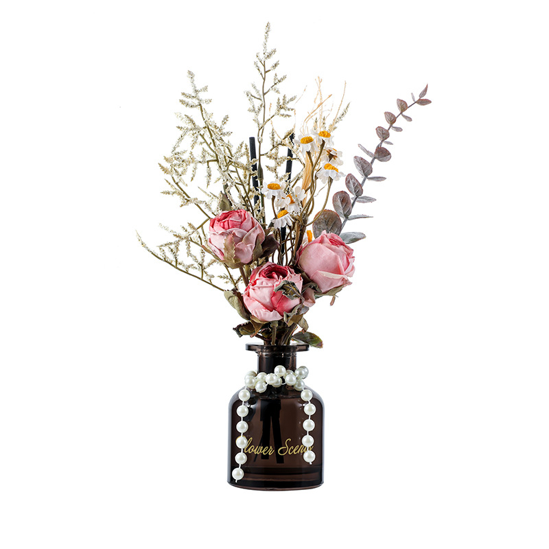 Simulated rose and Daisy bouquets, flameless aromatherapy ornaments, aromatherapy home living room and bedroom atmosphere floral art ornaments pic 11