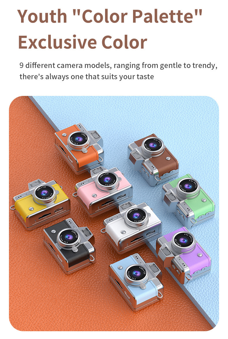 Cross-border thumb flip screen mini camera, a retro ccd high-definition portable small camera for students on campus pic 13