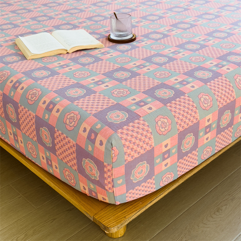 Pure cotton yarn-dyed jacquard double-layer gauze bed cover, single piece of all-cotton gauze mattress protective cover, bedspread, bed cover, single piece of bedding pic 114