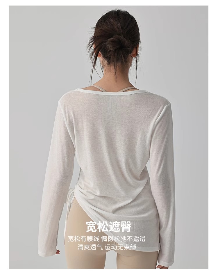 Summer yoga sun protection blouse for women, a laid-back style that slimming the figure, a thin and loose fitness yoga wear for women, short-sleeved T-shirt pic 13