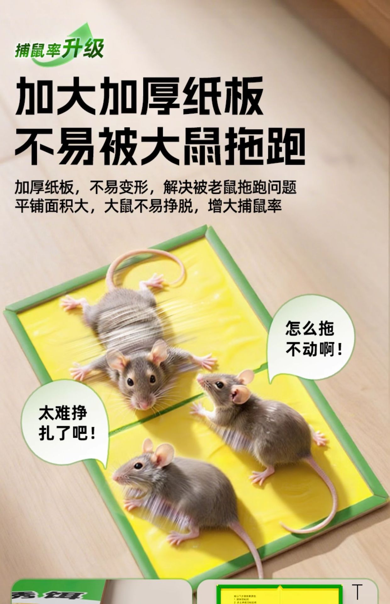 超威强力粘鼠板老鼠贴强力粘鼠贴捕鼠器灭鼠贴强力粘板自带花生香详情9