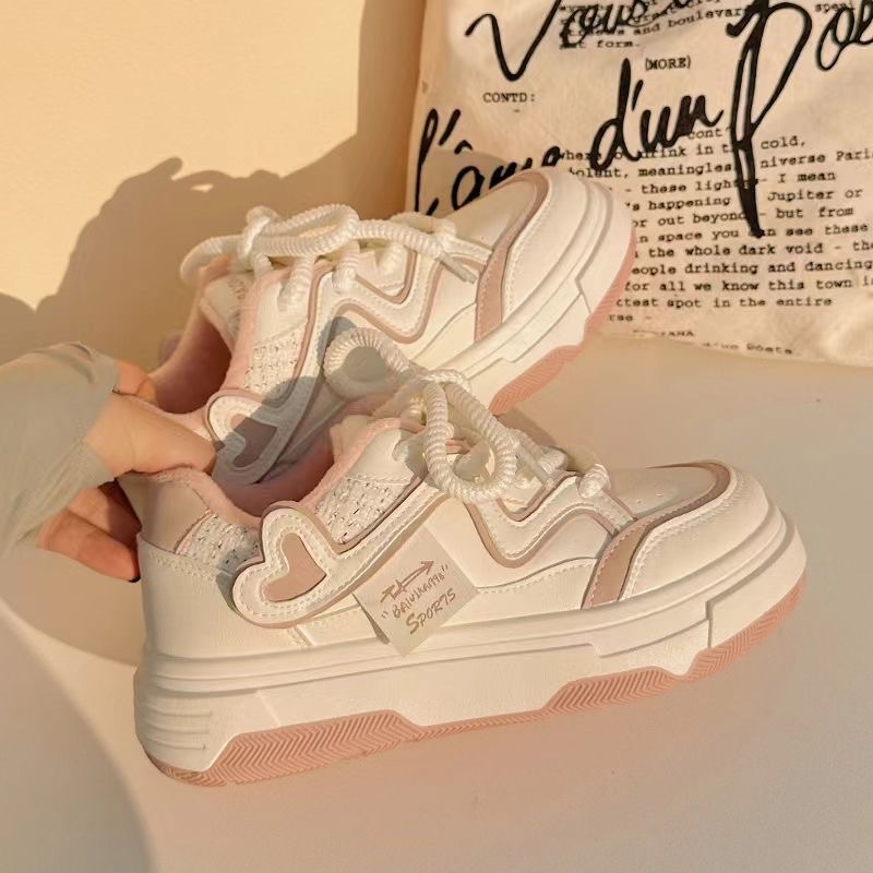 时尚爱心面包2024春秋新款小白鞋学生休闲鞋百搭运动底板鞋超轻详情7