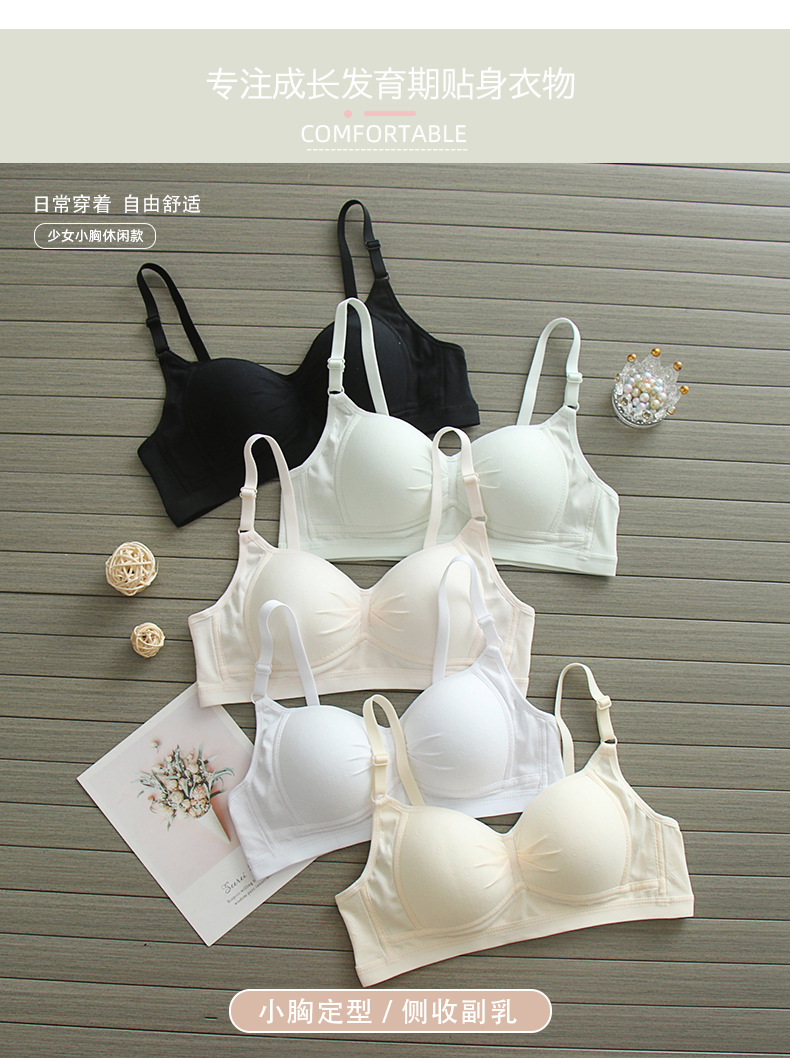 纯棉薄款内衣女大学生初中生高中生女孩小胸聚拢防下垂少女文胸罩详情1