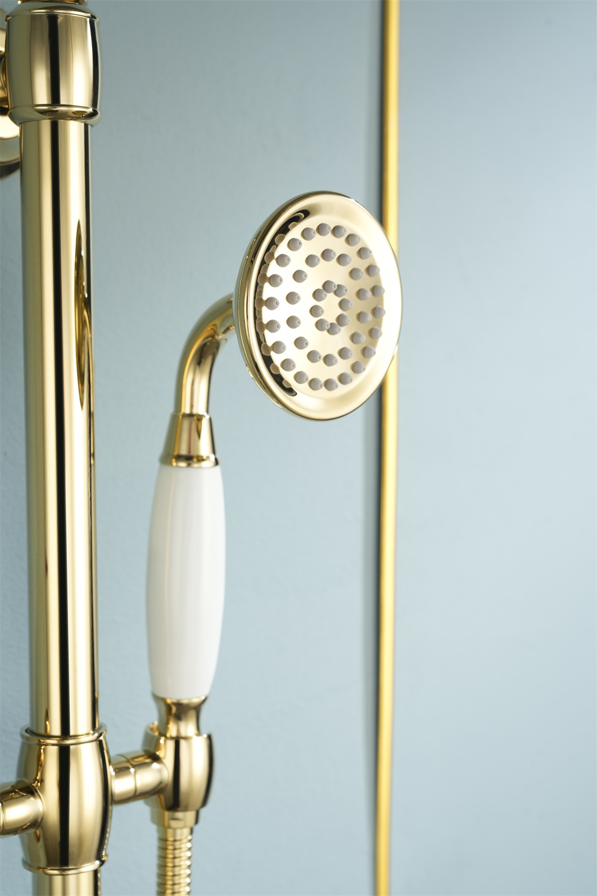 欧式全铜冷热花洒金色淋浴花洒挂墙式龙头卫生间升降增压混水阀详情7