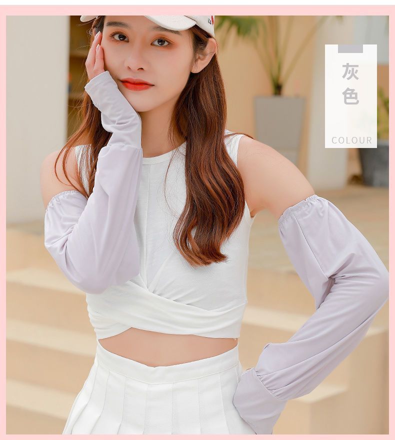 厂家直销防晒冰丝袖套女夏季薄款时尚骑行开车神器防紫外线护手臂详情9