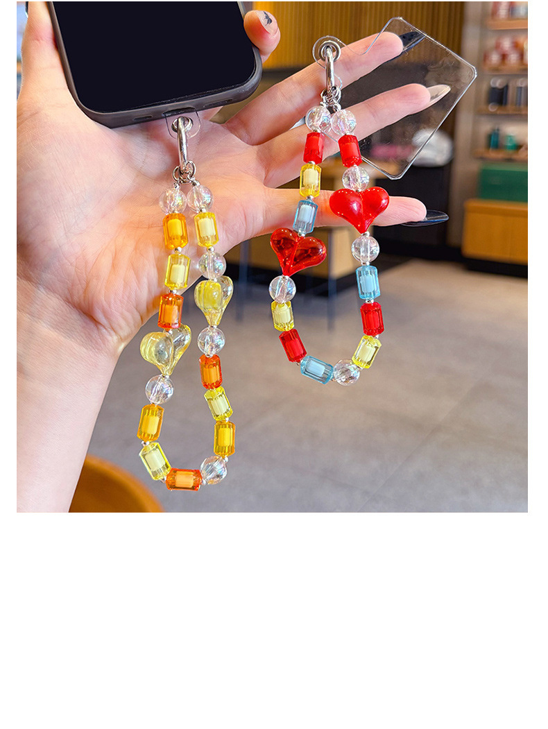 创意DIY爱心串珠手机链钥匙扣挂件情侣汽车钥匙链包包手绳挂饰小详情11