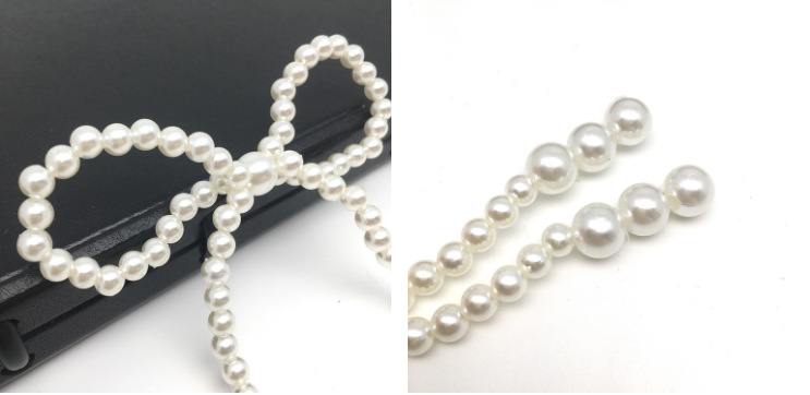 In-stock pearl bow floral art, hand-woven bouquets, pearl chain accessories, baking packaging materials, gift decorations pic 4