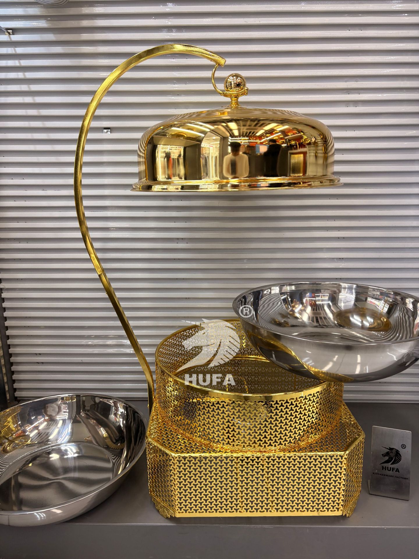 Cross-border luxury golden lace hanging stove, dining stove, alcohol stove, hotel insulated stove, Chafing Dish pic 22