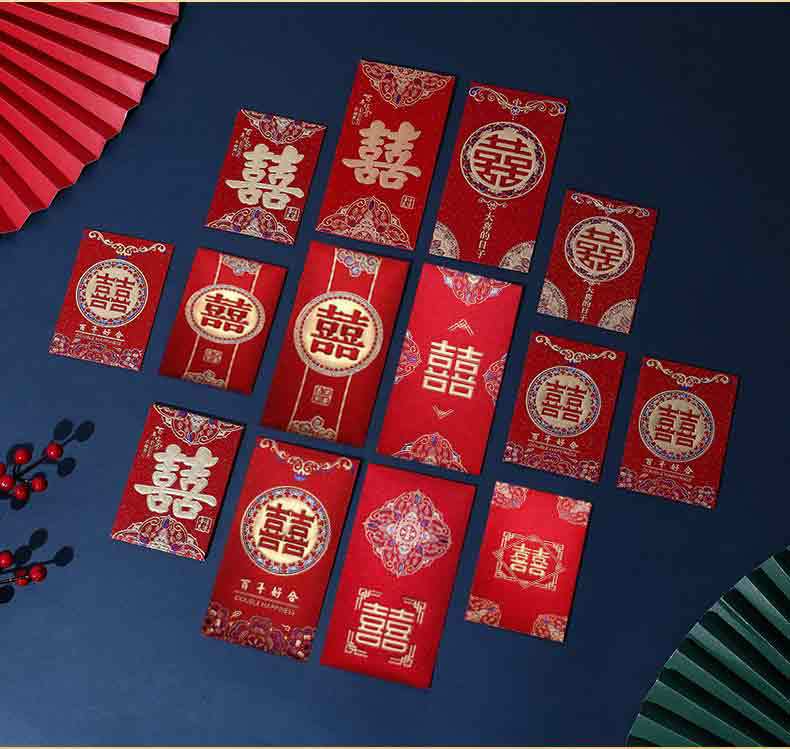 厂家直销磨砂红包结婚喜字金葱加厚红包袋满天星闪粉压岁包利是封详情18