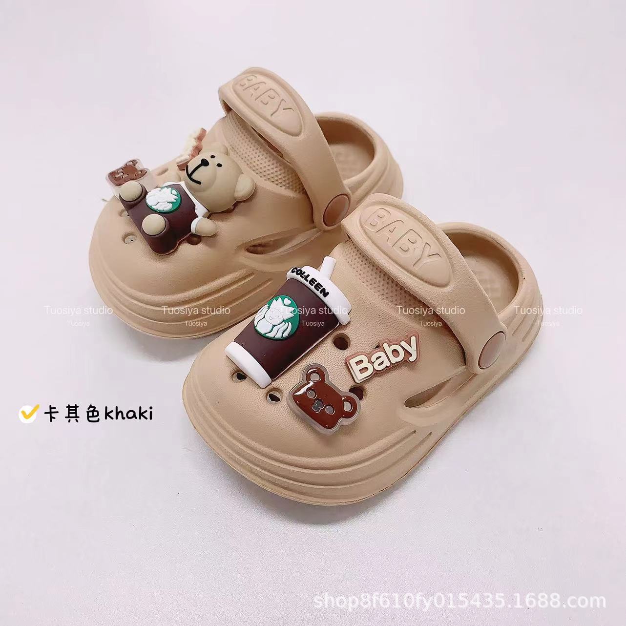 Crossover verano niños DIY té de leche oso dibujos animados bolsa cabeza agujero zapatos interior y exterior niños chicos niñas tendencia INS viento zapatillas pic 6