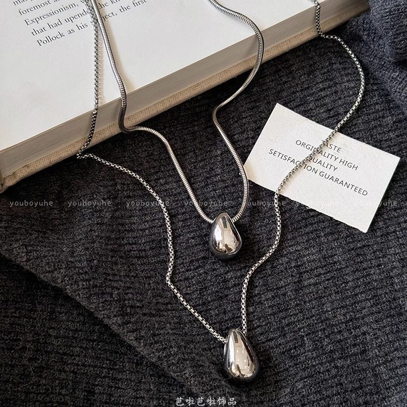 极简风水滴吊坠项链女秋冬长款卫衣毛衣链休闲百搭轻奢高级感配饰详情3