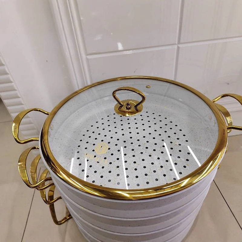 Aluminum non-stick non-smoke marble 4layers non-stick steamer nonstick 4layers steamer 30cm pic 2