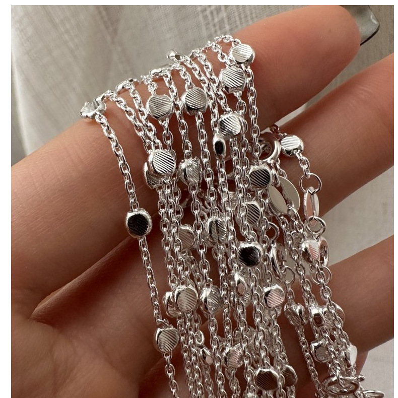 S925纯银意大利进口闪光时尚包珠项链韩式时尚感简约锁骨链批发详情12