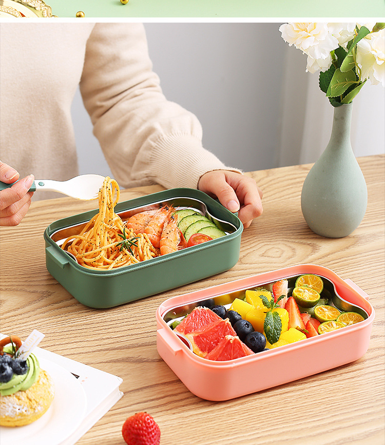 INS popular 304 stainless steel lunch box with student dormitory office lunch box, water-filled and heated adult bento box pic 46