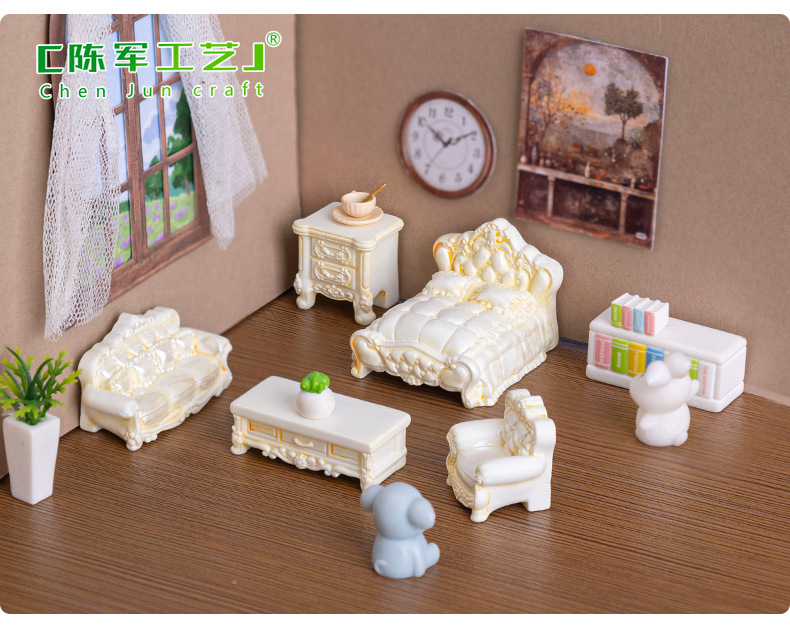 Creative Baroque-style furniture miniature models, dollhouses, diy decorative accessories, micro-landscape mini ornaments pic 4