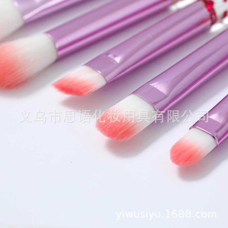10只尼龙毛拉链紫化妆套刷 彩妆工具化妆刷 便携塑料柄化妆刷包详情23