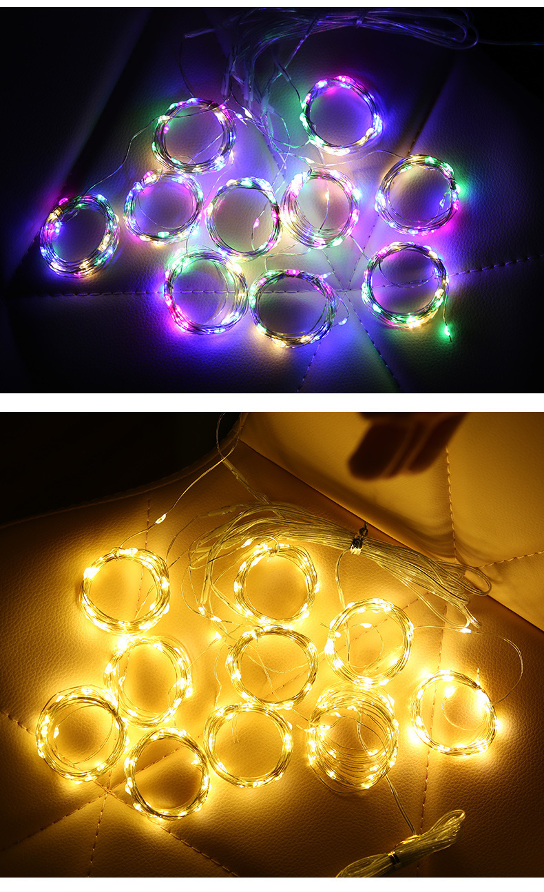 跨境led彩灯满天星圣诞装饰氛围灯批发3*3米遥控八功能铜线窗帘灯详情14