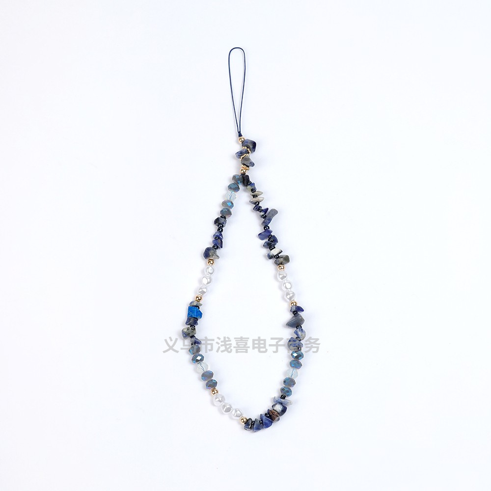 New European and American ins crushed stone pearl color-blocked mobile phone chain, fashionable and personalized diy mobile phone case pendant accessory for women pic 3