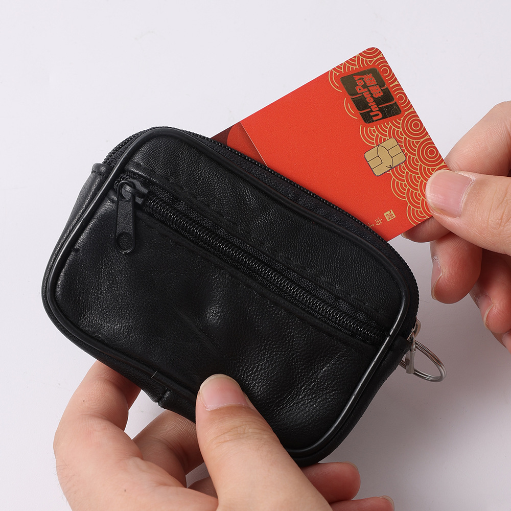 跨境小号方包零钱包真皮钱包羊皮硬币包男士卡包带钥匙扣厂家直销详情2