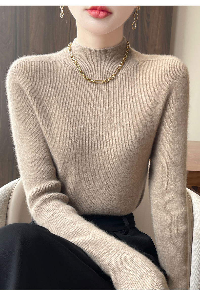 一线成衣秋冬加厚半高领打底衫女内搭修身显瘦洋气软糯针织毛衣详情15