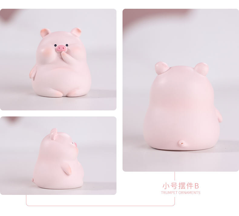 Resin small decorative items, creative home living room table decoration, plush toys, light luxury decorative items wholesale, cartoon decorative pig Nannan pic 12