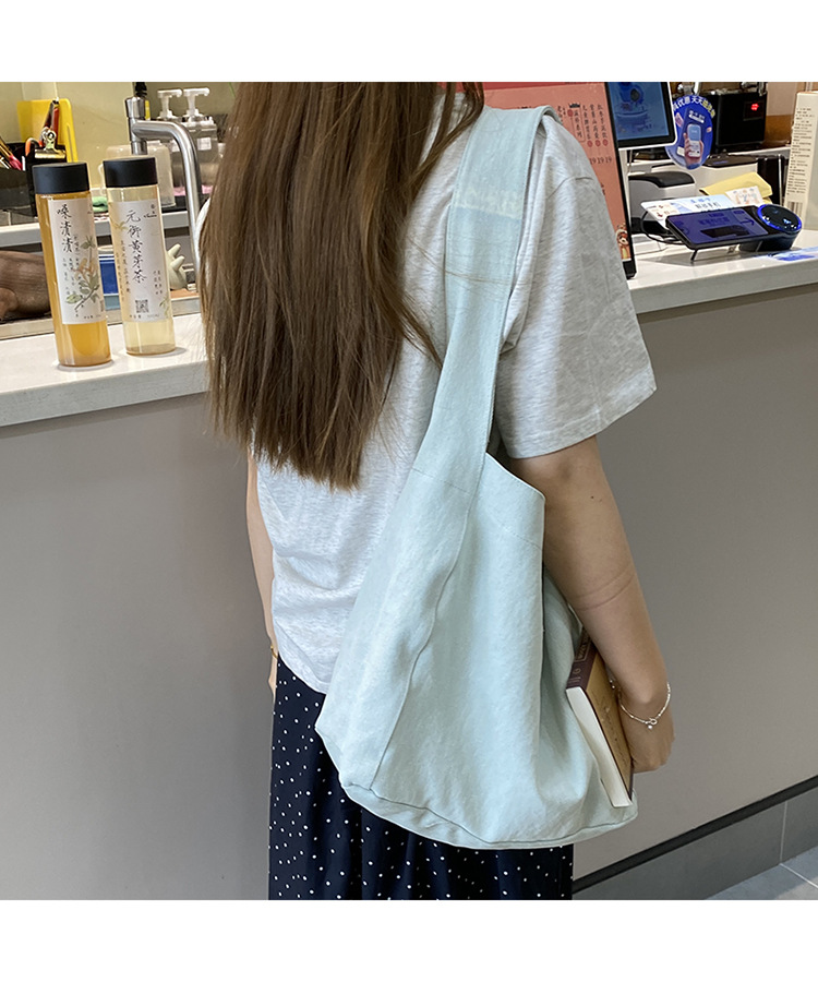 韩系小众ins牛仔帆布包休闲简约布袋大容量学生单肩托特包波点包详情28